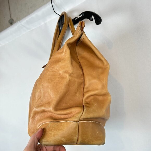 Gucci Authentic Vintage Light Tan Brown Leather Travel Weekender Duffle Hand Bag - Picture 5 of 17